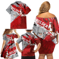 Polska Eagle Family Matching Off Shoulder Short Dress and Hawaiian Shirt Poland Sporty Grunge Style - Wonder Print Shop