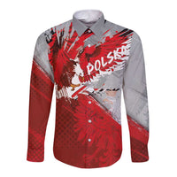 Polska Eagle Long Sleeve Button Shirt Poland Sporty Grunge Style - Wonder Print Shop