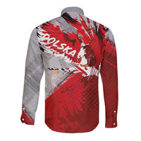 Polska Eagle Long Sleeve Button Shirt Poland Sporty Grunge Style - Wonder Print Shop