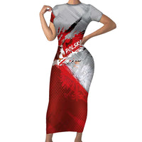 Polska Eagle Short Sleeve Bodycon Dress Poland Sporty Grunge Style - Wonder Print Shop