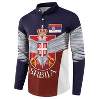 Serbia Button Sweatshirt Double Headed Eage Emblem Sporty - Wonder Print Shop