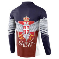 Serbia Button Sweatshirt Double Headed Eage Emblem Sporty - Wonder Print Shop