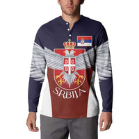 Serbia Button Sweatshirt Double Headed Eage Emblem Sporty - Wonder Print Shop
