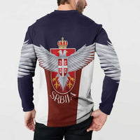 Serbia Button Sweatshirt Double Headed Eage Emblem Sporty - Wonder Print Shop