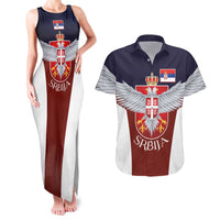 Serbia Couples Matching Tank Maxi Dress and Hawaiian Shirt Double Headed Eage Emblem Sporty - Wonder Print Shop