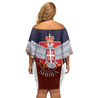 Serbia Family Matching Off Shoulder Short Dress and Hawaiian Shirt Double Headed Eage Emblem Sporty - Wonder Print Shop