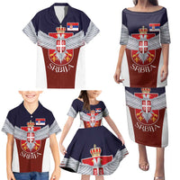Serbia Family Matching Puletasi and Hawaiian Shirt Double Headed Eage Emblem Sporty - Wonder Print Shop