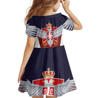Serbia Family Matching Short Sleeve Bodycon Dress and Hawaiian Shirt Double Headed Eage Emblem Sporty - Wonder Print Shop