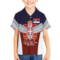 Serbia Family Matching Short Sleeve Bodycon Dress and Hawaiian Shirt Double Headed Eage Emblem Sporty - Wonder Print Shop