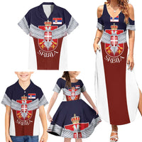 Serbia Family Matching Summer Maxi Dress and Hawaiian Shirt Double Headed Eage Emblem Sporty - Wonder Print Shop