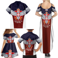 Serbia Family Matching Summer Maxi Dress and Hawaiian Shirt Double Headed Eage Emblem Sporty - Wonder Print Shop