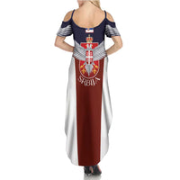 Serbia Family Matching Summer Maxi Dress and Hawaiian Shirt Double Headed Eage Emblem Sporty - Wonder Print Shop