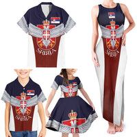 Serbia Family Matching Tank Maxi Dress and Hawaiian Shirt Double Headed Eage Emblem Sporty - Wonder Print Shop