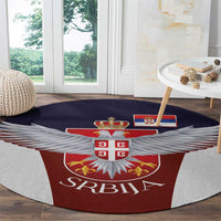 Serbia Round Carpet Double Headed Eage Emblem Sporty - Wonder Print Shop