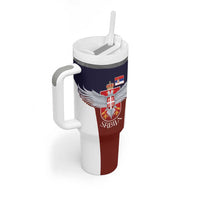 Serbia Tumbler With Handle Double Headed Eage Emblem Sporty - Wonder Print Shop