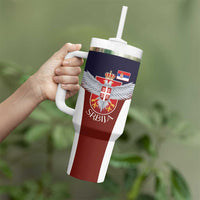 Serbia Tumbler With Handle Double Headed Eage Emblem Sporty - Wonder Print Shop