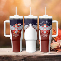 Serbia Tumbler With Handle Double Headed Eage Emblem Sporty - Wonder Print Shop