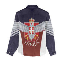 Serbia Women Casual Shirt Double Headed Eage Emblem Sporty - Wonder Print Shop
