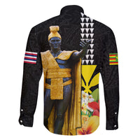 Hawaii King Kamehameha Day Family Matching Off The Shoulder Long Sleeve Dress and Hawaiian Shirt Kanaka Maoli Hibiscus Flower and Kakau Pattern - Wonder Print Shop