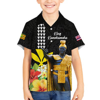 Hawaii King Kamehameha Day Family Matching Short Sleeve Bodycon Dress and Hawaiian Shirt Kanaka Maoli Hibiscus Flower and Kakau Pattern - Wonder Print Shop