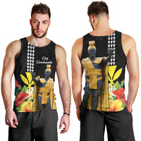 Hawaii King Kamehameha Day Men Tank Top Kanaka Maoli Hibiscus Flower and Kakau Pattern - Wonder Print Shop