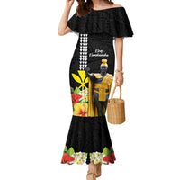 Hawaii King Kamehameha Day Mermaid Dress Kanaka Maoli Hibiscus Flower and Kakau Pattern - Wonder Print Shop