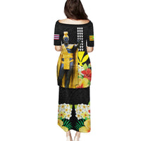 Hawaii King Kamehameha Day Puletasi Kanaka Maoli Hibiscus Flower and Kakau Pattern - Wonder Print Shop