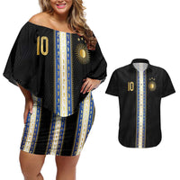 Argentina Football Couples Matching Off Shoulder Short Dress and Hawaiian Shirt GOAT-Pride of La Albiceleste