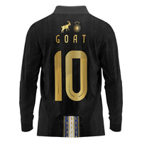Argentina Football Long Sleeve Polo Shirt GOAT-Pride of La Albiceleste