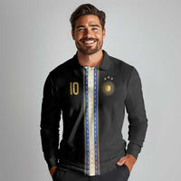 Argentina Football Long Sleeve Polo Shirt GOAT-Pride of La Albiceleste