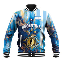 Custom Argentina Football Baseball Jacket La Albiceleste Marble Sky Version