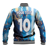 Custom Argentina Football Baseball Jacket La Albiceleste Marble Sky Version
