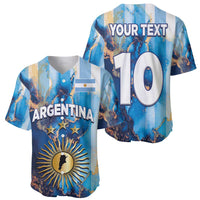 Custom Argentina Football Baseball Jersey La Albiceleste Marble Sky Version