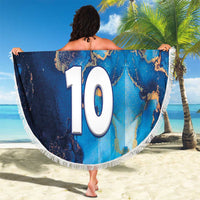 Custom Argentina Football Beach Blanket La Albiceleste Marble Sky Version