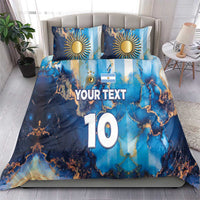Custom Argentina Football Bedding Set La Albiceleste Marble Sky Version