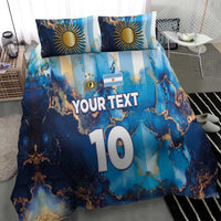 Custom Argentina Football Bedding Set La Albiceleste Marble Sky Version