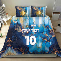 Custom Argentina Football Bedding Set La Albiceleste Marble Sky Version