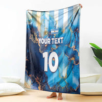Custom Argentina Football Blanket La Albiceleste Marble Sky Version