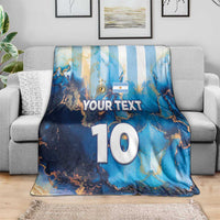 Custom Argentina Football Blanket La Albiceleste Marble Sky Version