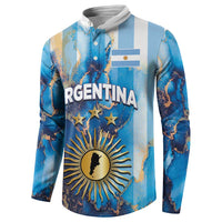 Custom Argentina Football Button Sweatshirt La Albiceleste Marble Sky Version