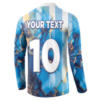 Custom Argentina Football Button Sweatshirt La Albiceleste Marble Sky Version