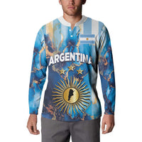 Custom Argentina Football Button Sweatshirt La Albiceleste Marble Sky Version