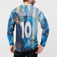 Custom Argentina Football Button Sweatshirt La Albiceleste Marble Sky Version