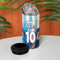Custom Argentina Football 4 in 1 Can Cooler Tumbler La Albiceleste Marble Sky Version