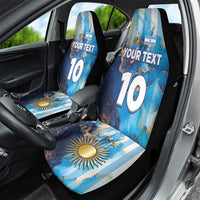 Custom Argentina Football Car Seat Cover La Albiceleste Marble Sky Version
