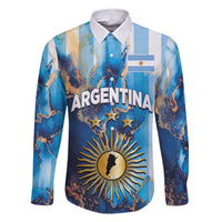 Custom Argentina Football Family Matching Mermaid Dress and Hawaiian Shirt La Albiceleste Marble Sky Version