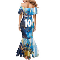 Custom Argentina Football Family Matching Mermaid Dress and Hawaiian Shirt La Albiceleste Marble Sky Version