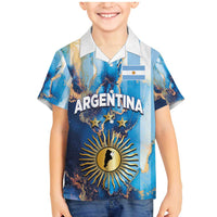 Custom Argentina Football Family Matching Mermaid Dress and Hawaiian Shirt La Albiceleste Marble Sky Version