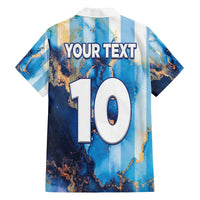 Custom Argentina Football Family Matching Off The Shoulder Long Sleeve Dress and Hawaiian Shirt La Albiceleste Marble Sky Version