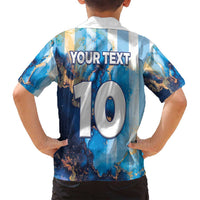 Custom Argentina Football Family Matching Off Shoulder Maxi Dress and Hawaiian Shirt La Albiceleste Marble Sky Version